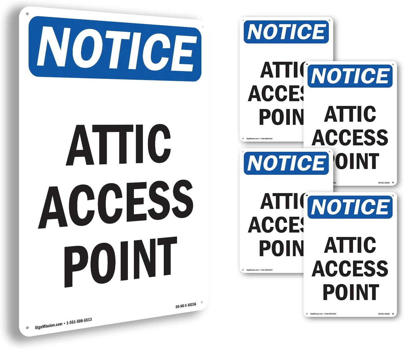 Attic Access Point OSHA Notice Vinyl Decal Label 5 Inch x 3.5 Inch - 5 Pack