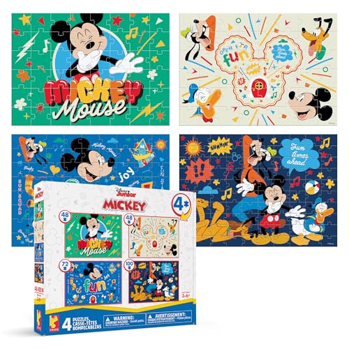 Disney Kids Puzzles – Disney’s Mickey Mouse & Friends 4-in-1 Multipack by Ceaco, 48, 72 & 100 Piece Jigsaw Puzzles for Ages 3–6+