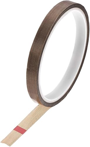uxcell Cinta de tela revestida de PTFE de 0.394 in Cinta de alta temperatura marrón para selladores de vacío, mano e impulso Cinta adhesiva 10m32.8ft