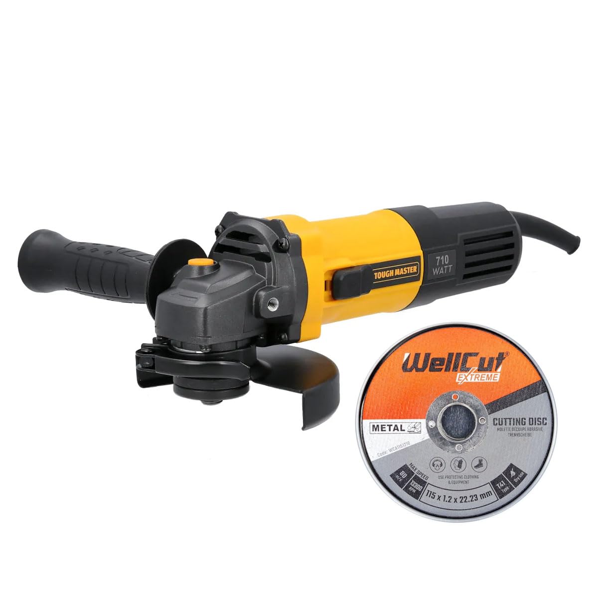 Tough Master Angle Grinder Corded 125mm With Side Handle,100% Copper Motor With 10Pcs 115mm Cutting Discs from B&Q