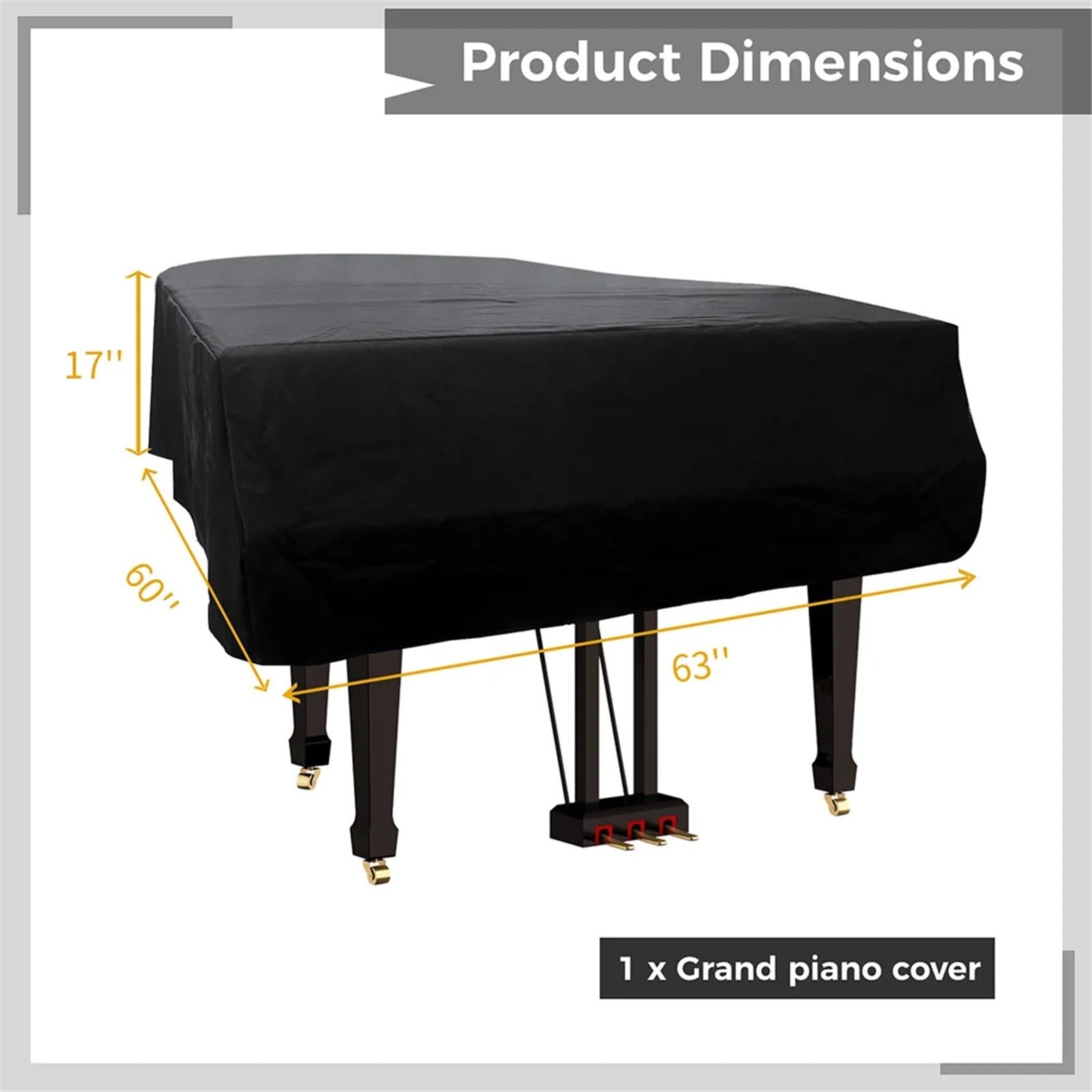 Copertura Per Pianoforte A Coda Copertura for pianoforte a coda in pelle protettiva for a for a doppio strato Fodera morbida Grande copertura for nera
