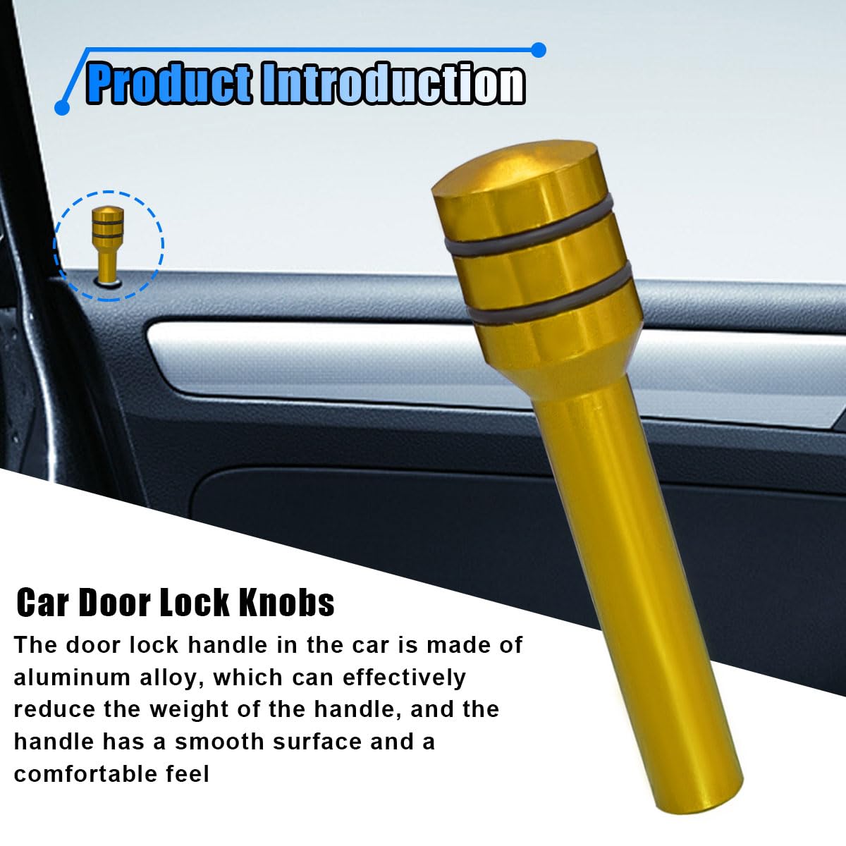 4PCS Car Door Lock Knobs 1 92 x 0 44Safety Auto Inner Door Pull Pins Aluminum Alloy Car — view 5