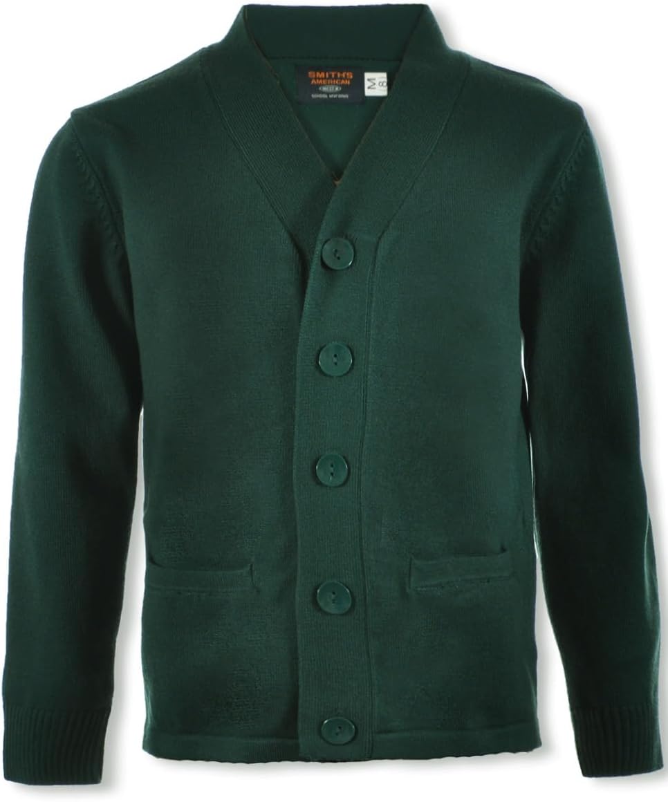 Smith’s American Boys’ V-Neck Cardigan – Hunter Green, 6-7