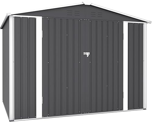 SOLAURA Cobertizo de almacenamiento ventilado para exteriores, 6 x 4 pies, para jardín, patio, cabina de acero (gris)