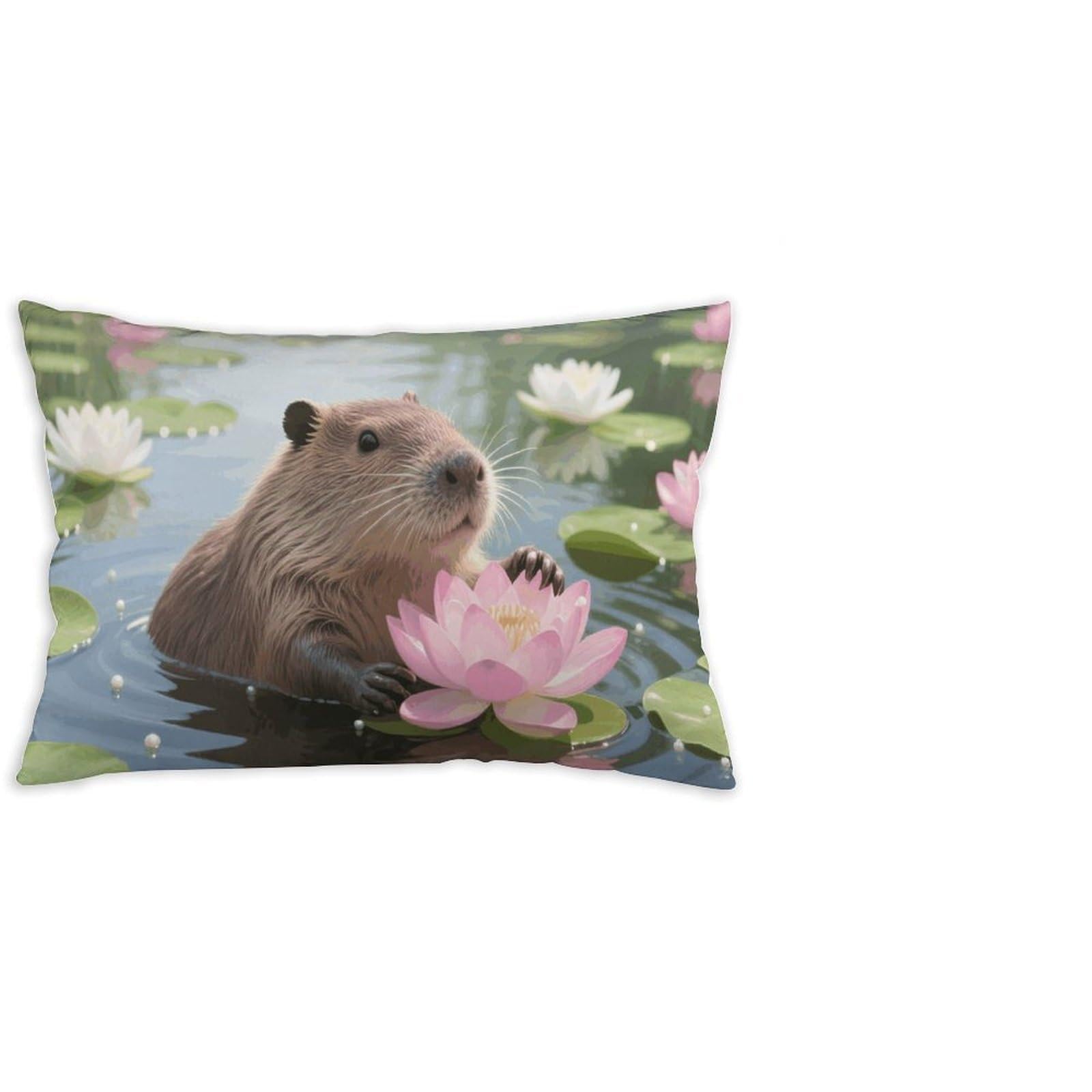 FodPand Decorative Throw Pillow Covers 12x20 Short Plush Capybara Body Pillowcase Cushion Cases with Invisible Zipper Rectangle Lumbar Pillow Shells for Sofa Couch Chair Bed Home Decor