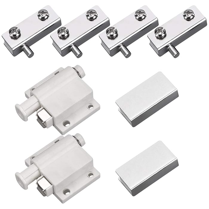 Uxcell 4-Pack 1.6" Magnetic Latch Clamps – Steel Glass Cabinet Clips For Frameless Glass Doors, Gold Finish