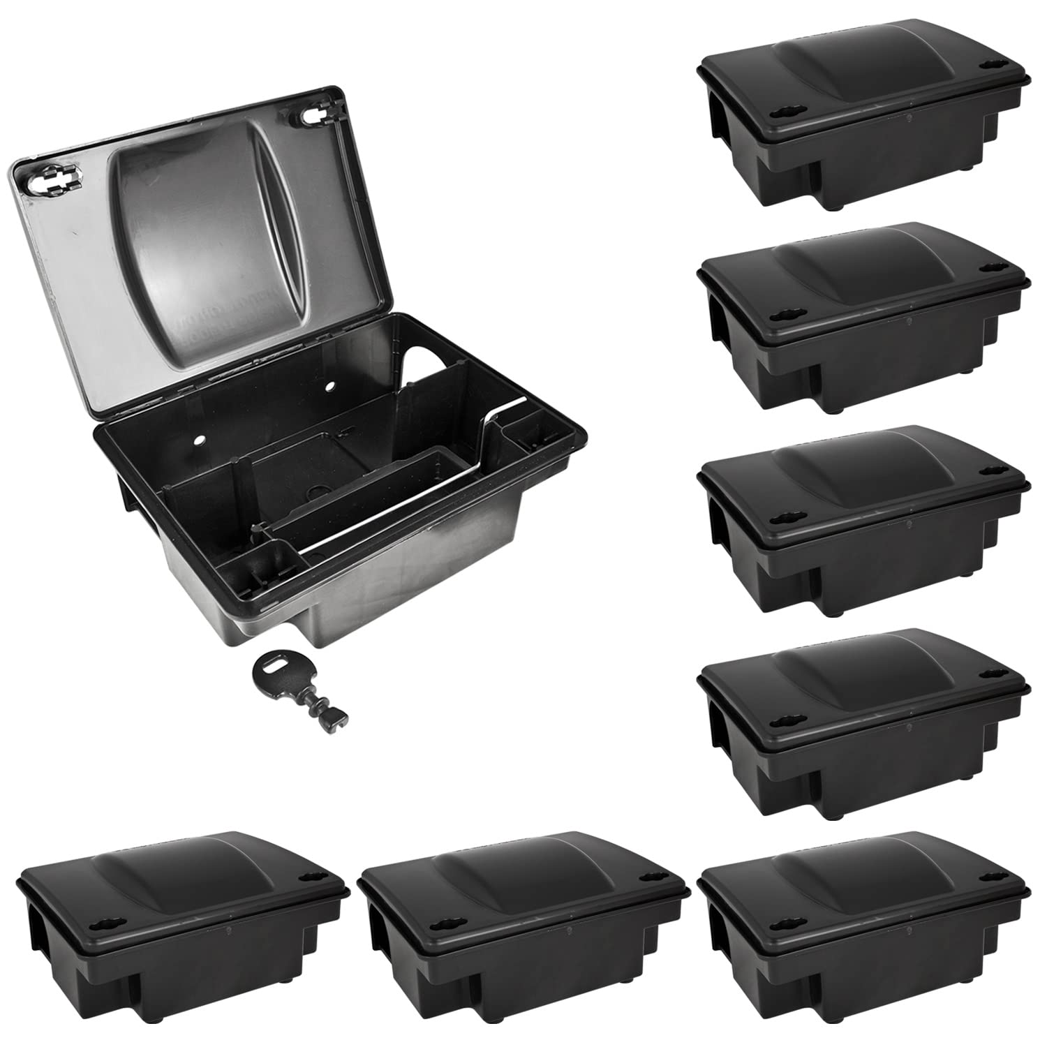 8 x Köderstation Ratten Set Köderbox Garten Mausfalle Mäuse Rattenköderbox Box Rattenköderstation Rattenfalle Kinder- Haustiersicher Koederbox Gift Petigi
