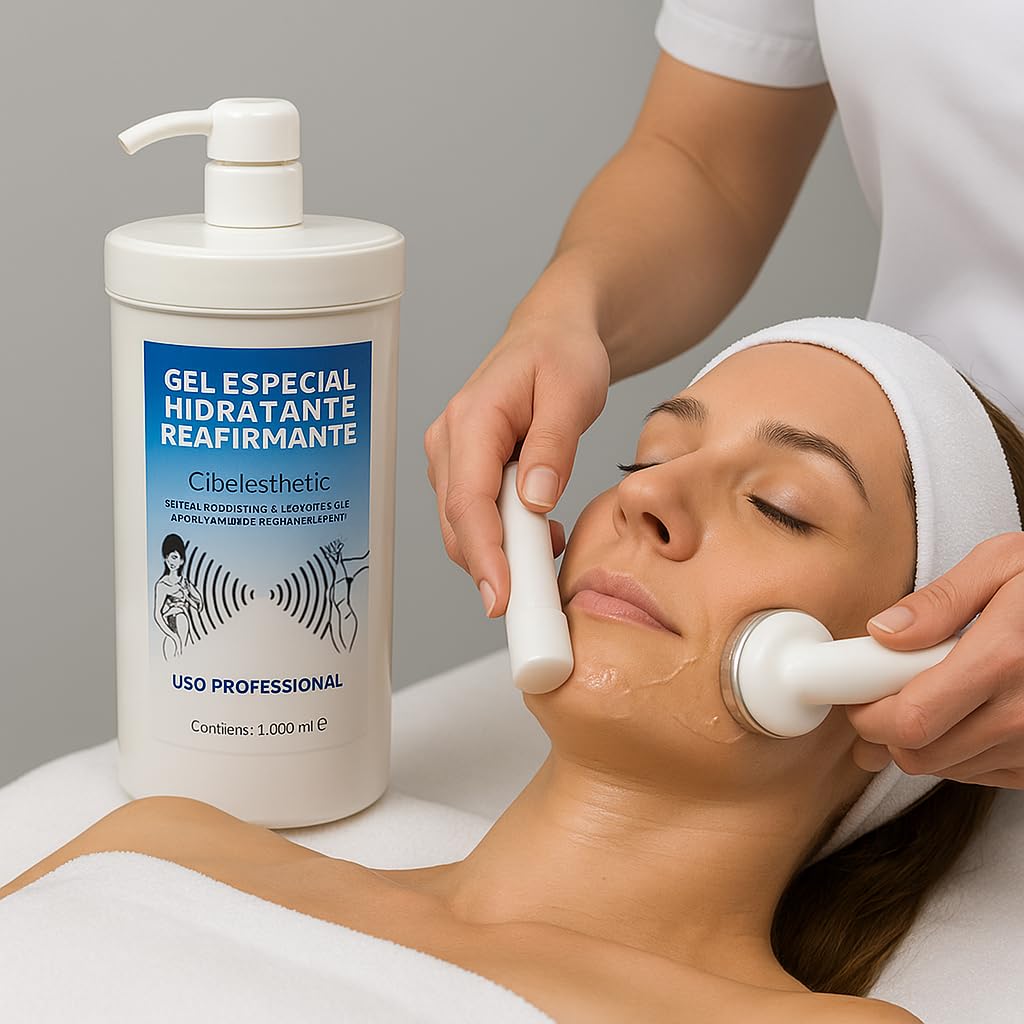 Cibelesthetic Emulsión Gelificada - Conductor Hidratante Neutro 1000ml | Para Aparatología Estética Facial y Corporal | Compatible con IPL, Radiofrecuencia, Cavitación, Láser | Hipoalergénico