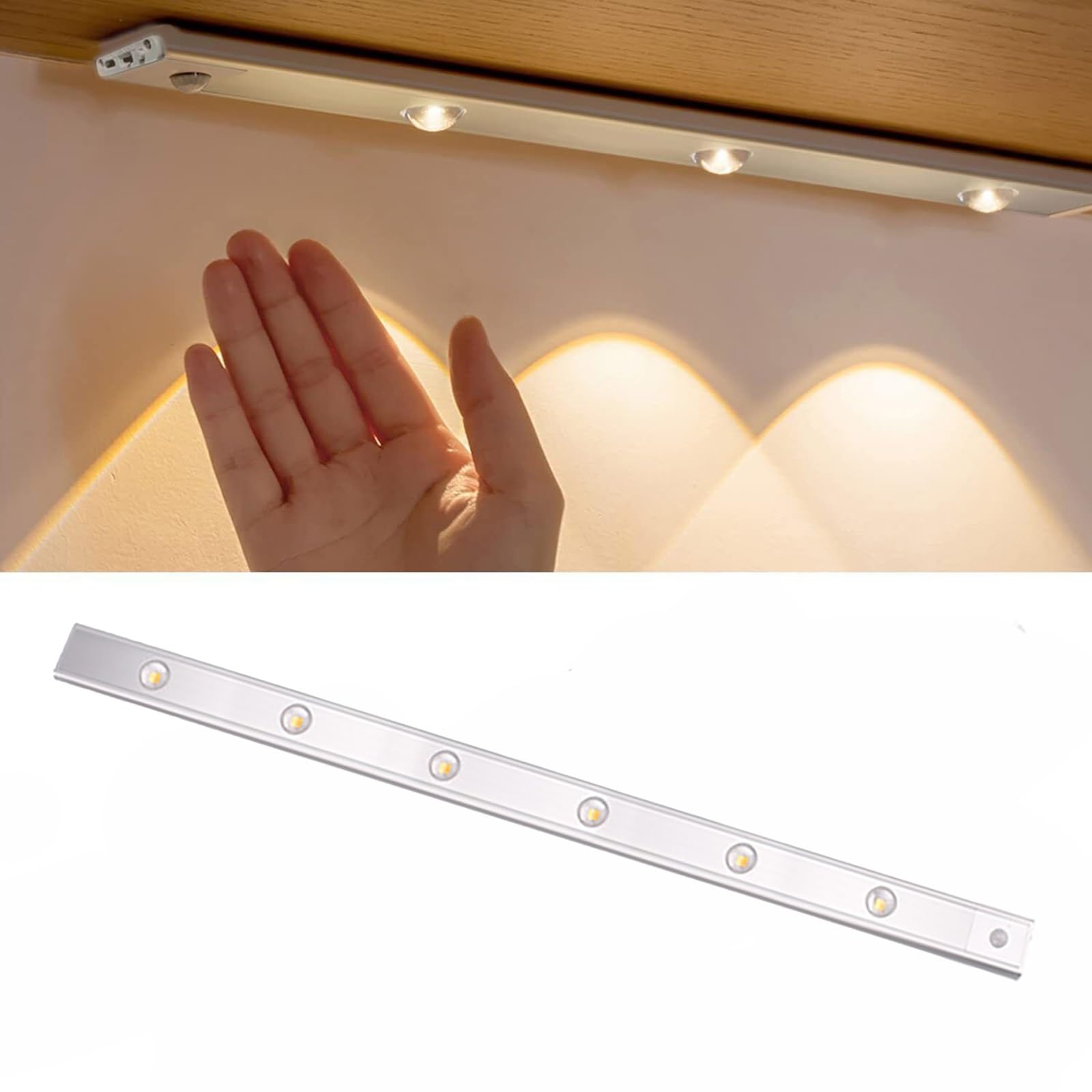 Luces LED debajo del gabinete, luz con sensor de movimiento recargable tipo  C for interiores, luz