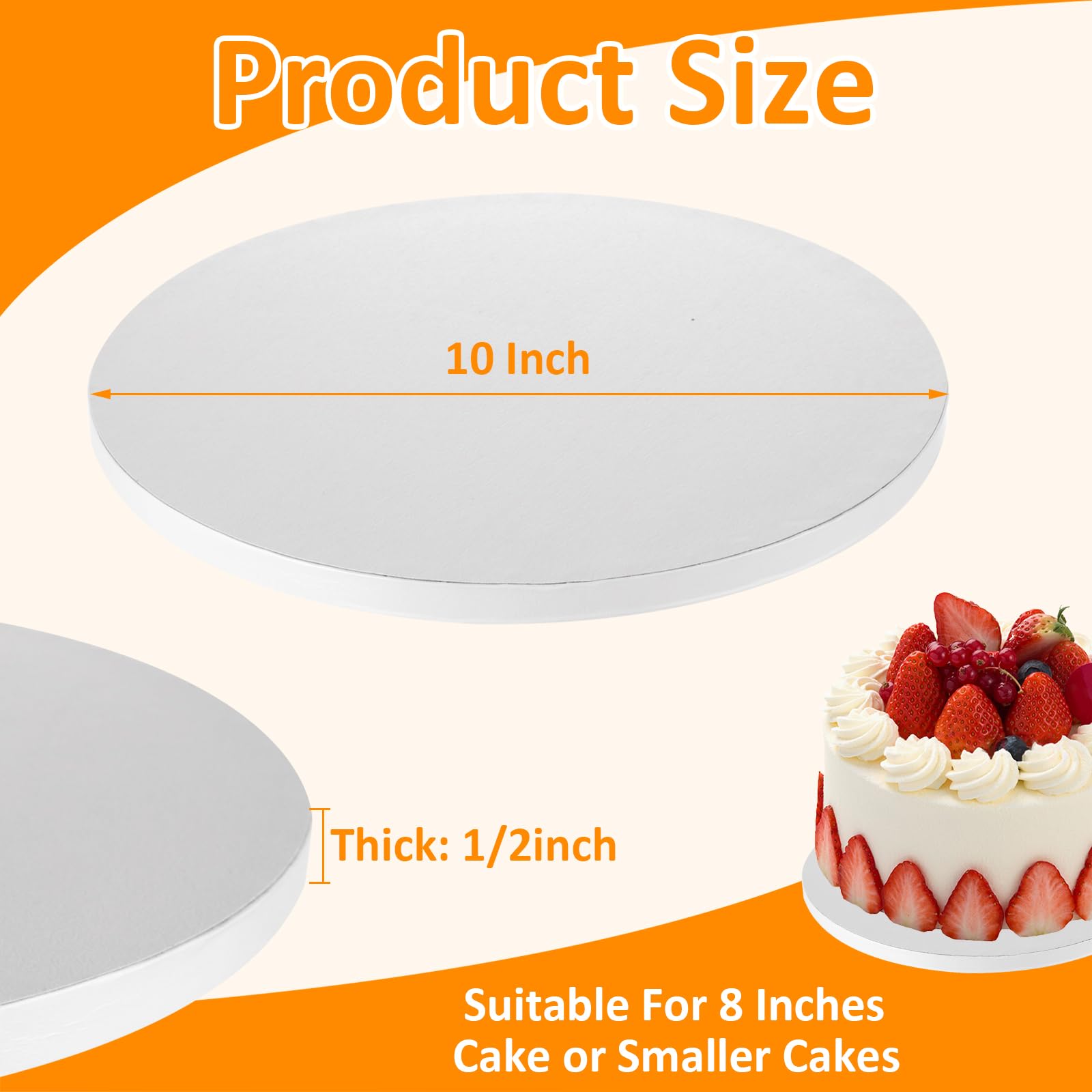 YAYODS 10 Pack Cake Drums 10 Inch Round, 1/2