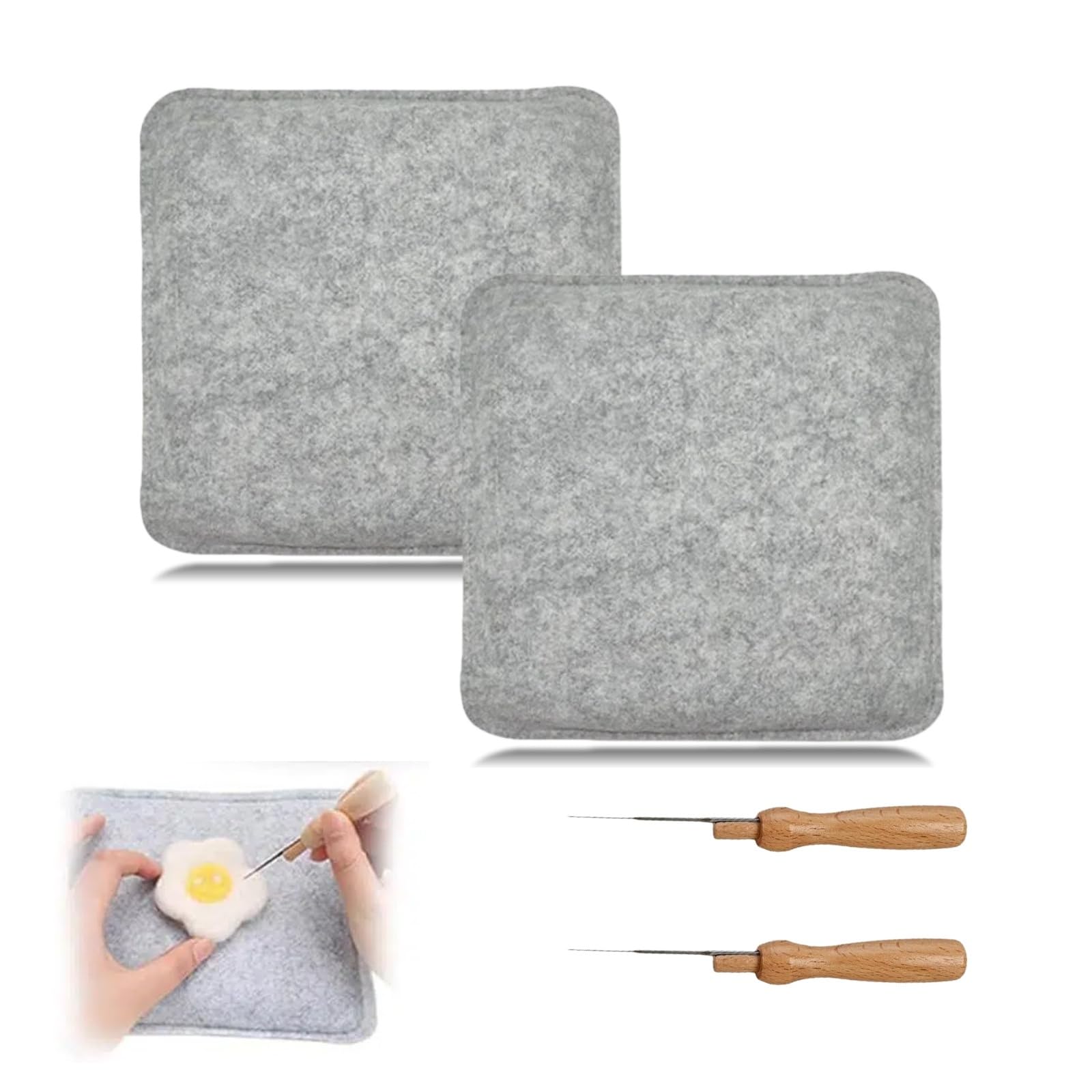 Kit de fieltro de aguja de 4 piezas, alfombrilla de fieltro de 27,5 x 27,5 cm con agujas de fieltro, kit de herramientas de fieltro de aguja para manualidades de lana