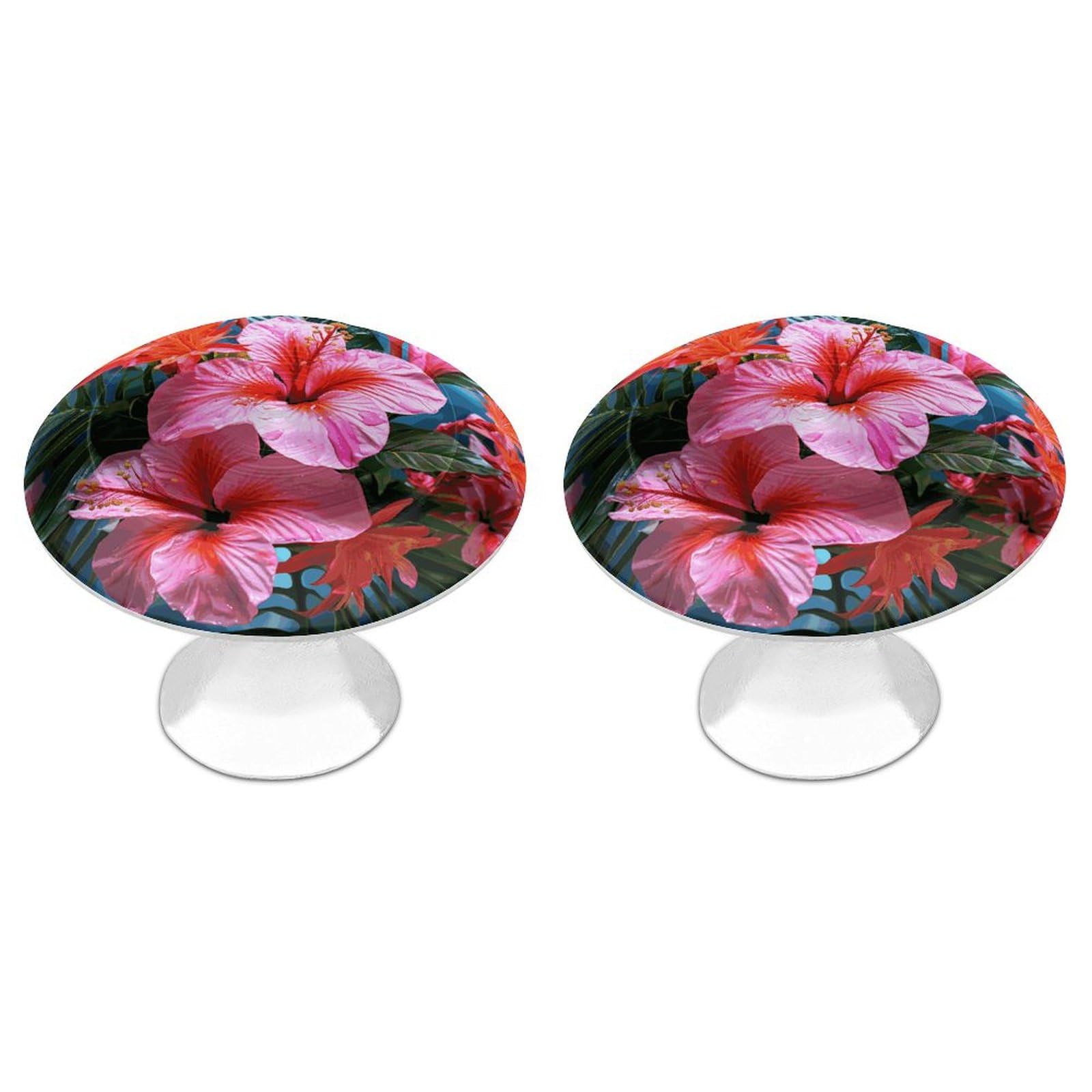 Tkjmcsw White Pink Flower Tropical Plant 2 Pack Cabinet Knobs Vintage Kitchen Cabinet Knobs Handles Pulls Decorative Closet Door Knob For Drawer Dresser Bifold Door Cupboard Stainless Steel Cabinet Hardware