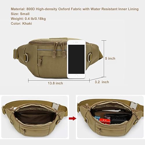 Miniatura 7 de BraveHawk Outdoor - Riñonera táctica de nailon militar 800D Oxford resistente al agua, multiusos, EDC
