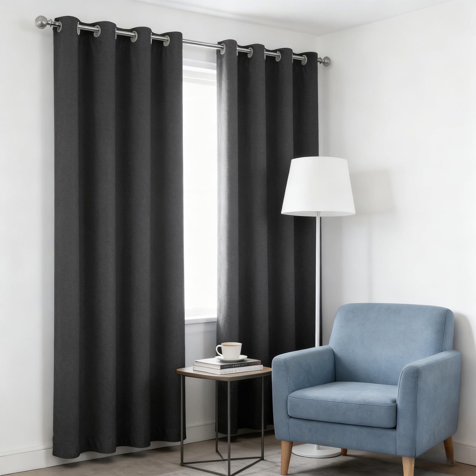 Rideaux occultants gris 230x110 cm isolants thermiques à oeillets