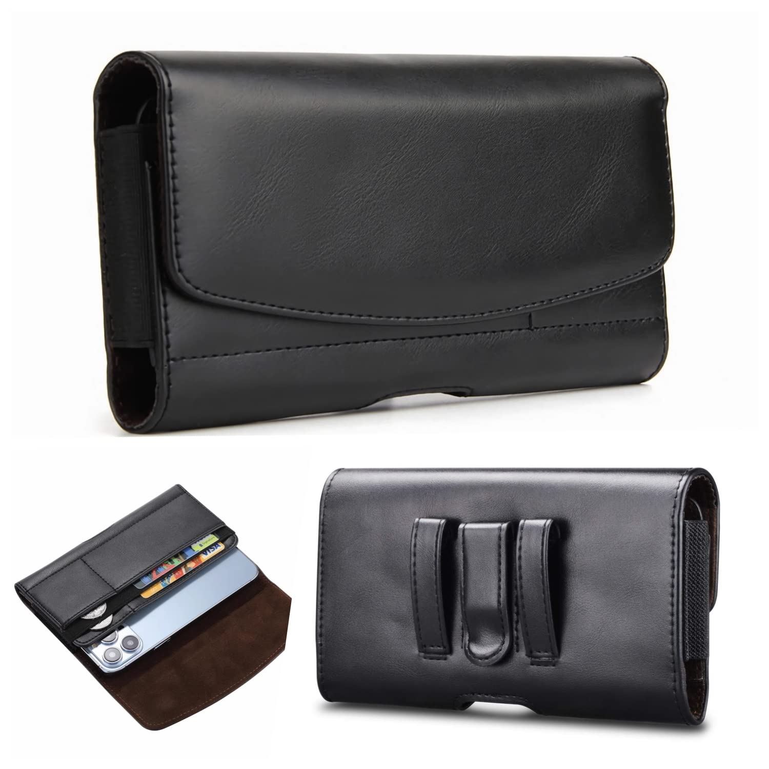 Phone Holster with Belt Clip Loops for Samsung Galaxy S23+ S22+ S22 Plus S21+ 5G A33 A54 5G Moto G Play G 5G G20 iPhone 15 Pro Max 14 Pro Max 13 12 11 LG Google Holster for Men Carrying Pouche