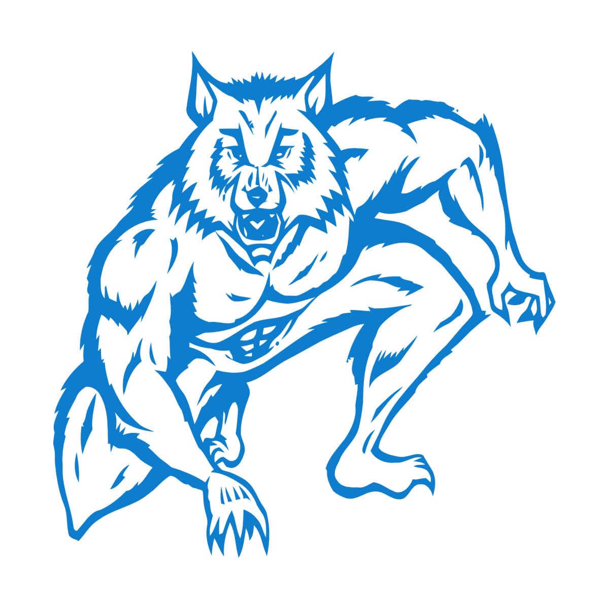 Vinyl Wall Stickers Werewolf Wolf Fantasy Nursery Kids 32x50.9cm Equipped with Transfer Film kit Small Blue — image 1