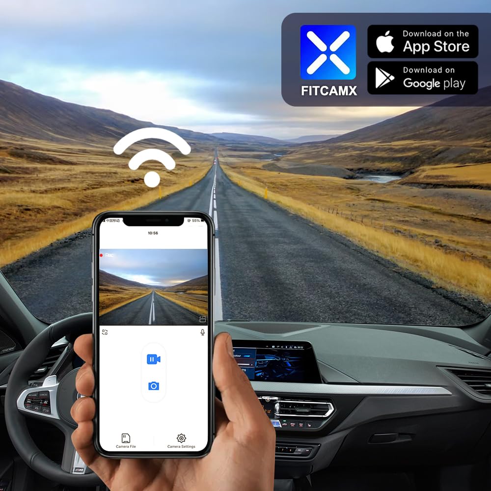 Fitcamx Dashcam 4K Compatible avec BMW 1 Series (F40 F20 F21)& 2 Series (G42 F22 F23)(HD2-6014), Caméra de Voiture OEM 2160P Video WiFi, G-Senseur, Enregistrement en Boucle, WDR, Plug&Play,Carte 64 Go