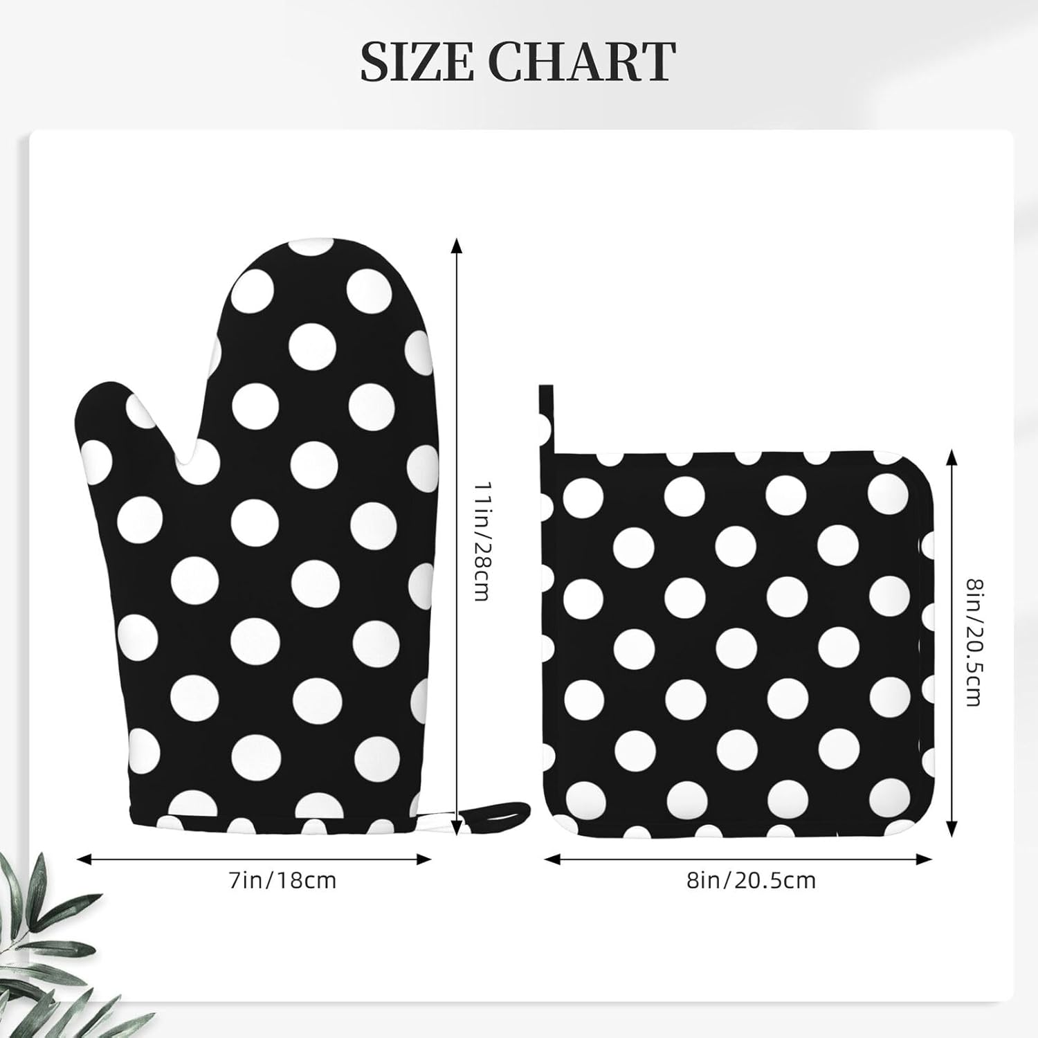 Black White Retro Polka Dot Oven Mitts and Pot Holders Sets of 4, Heat Resistant Silicone Oven Mittens and Potholders Gloves Hot Pads for Kitchen Cooking Baking Grilling BBQ Chef - Image 2