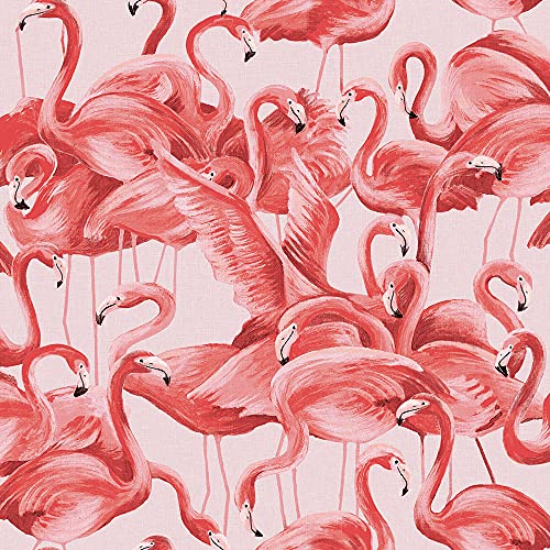 Tempaper Cheeky Pink Flamingo Removable Peel and Stick Wallpaper, Two-Pack, 20.5 in X 16.5 ft, Made in the USA