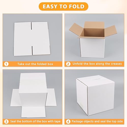 Miniatura 4 de Cajas de envío de 7 x 5 x 4 pulgadas, paquete de 50 cajas de cartón corrugado color blanco para embalaje de pequeñas empresas, mudanza, correo
