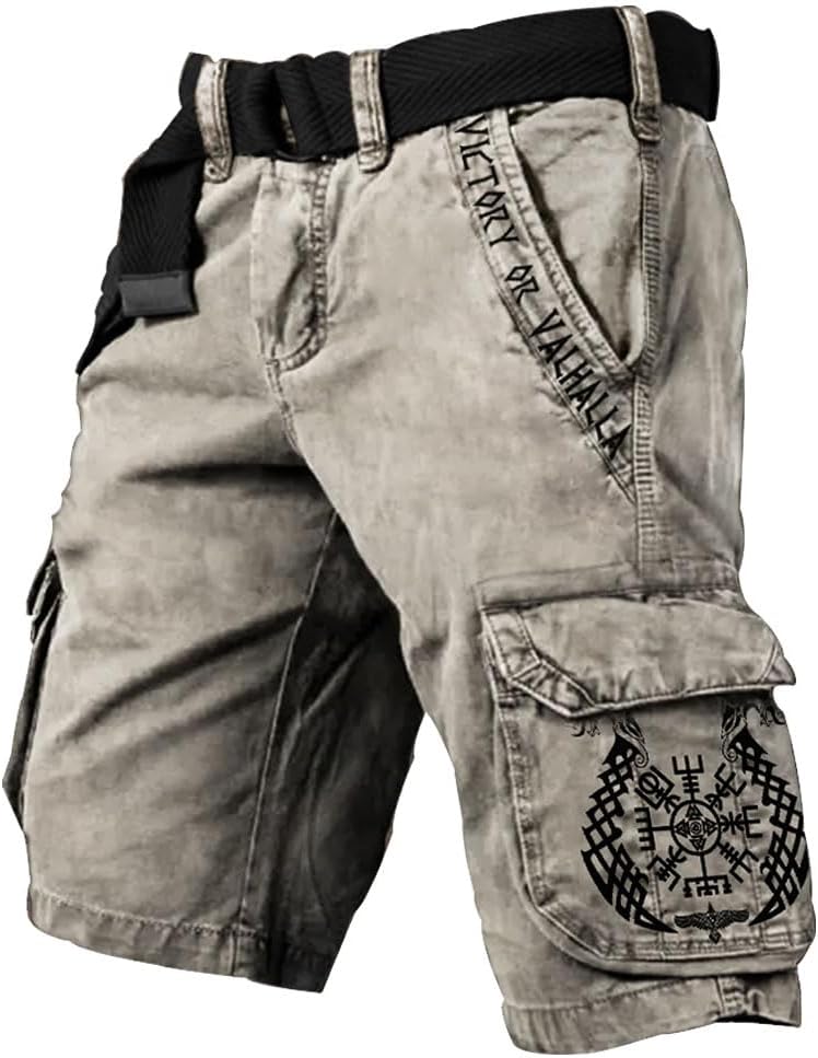 Viking Shorts Mens 3D Printed Norse Myth Valhalla Summer Travels Hiking Cargo Pants Beach Trunks