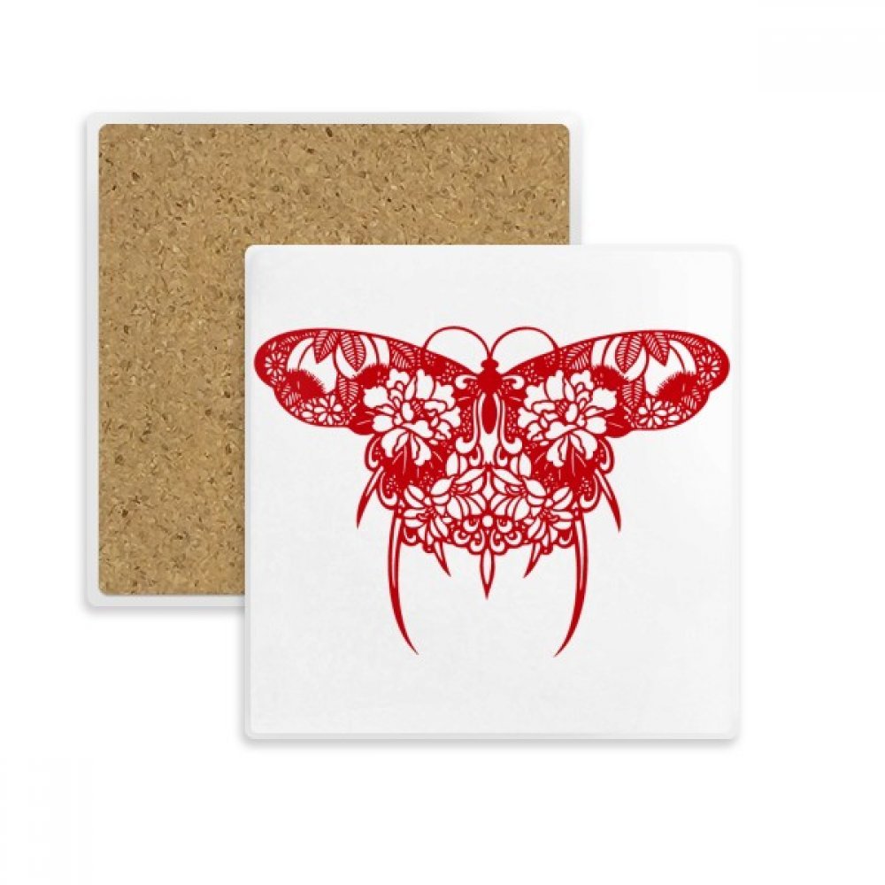 Tasse Porte-Pierre Absorbent Idée Cadeau Art Chinois Papillon Dessous de Verre