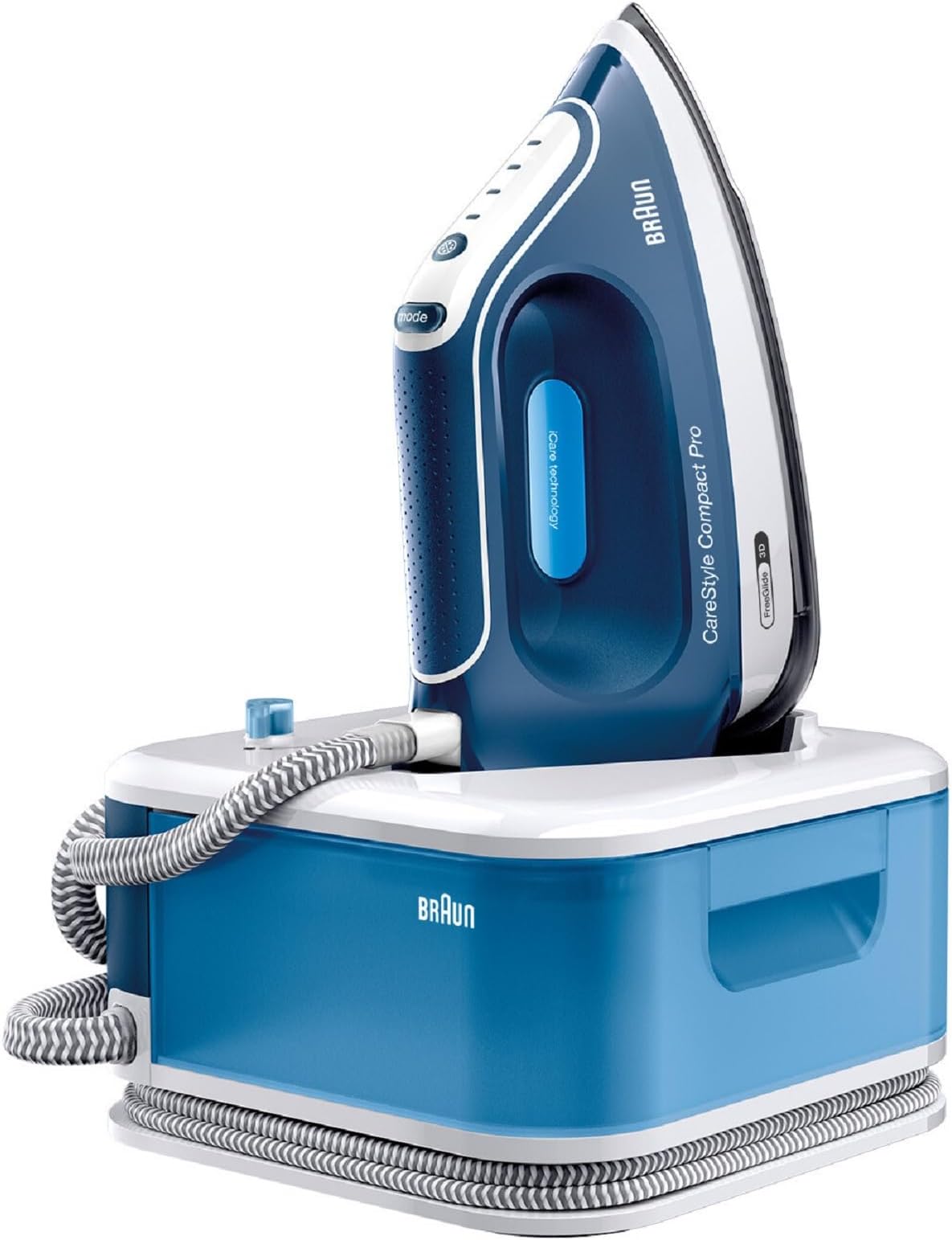 CareStyle Compact Pro IS2565BL, Steam Iron with FreeGlide 3D Technology, iCareMode, Eco and Turbo Modes, Vertical Steaming, Anti-Drip, 1.5L Water Tank, 2400W, Blue