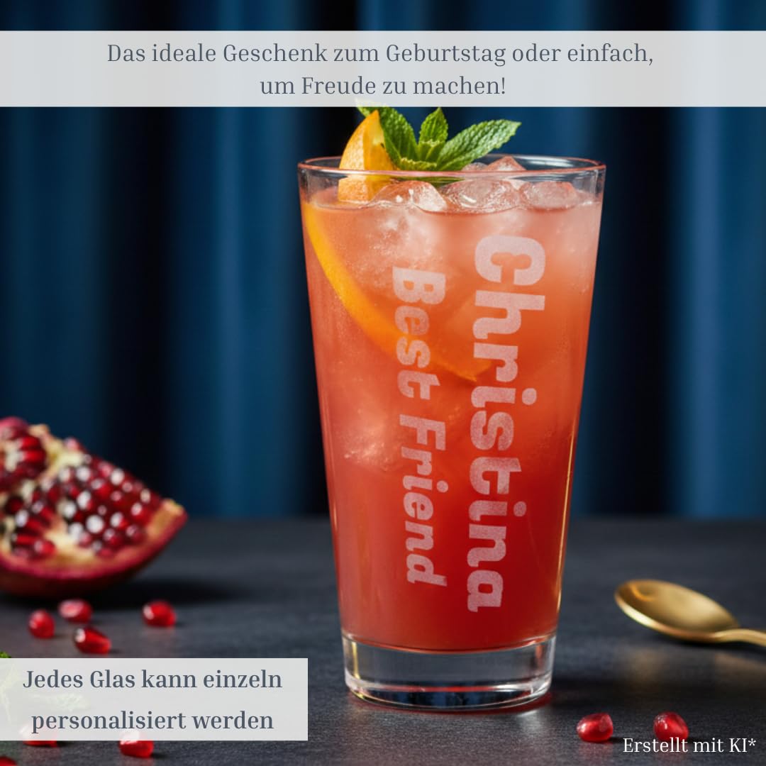 Trinkglas mit Gravur, Name vertikal, 300 ml, 30 Stück | Personalisierte Softdrinkgläser für Geburtstage & Events, Spülmaschinenfest
