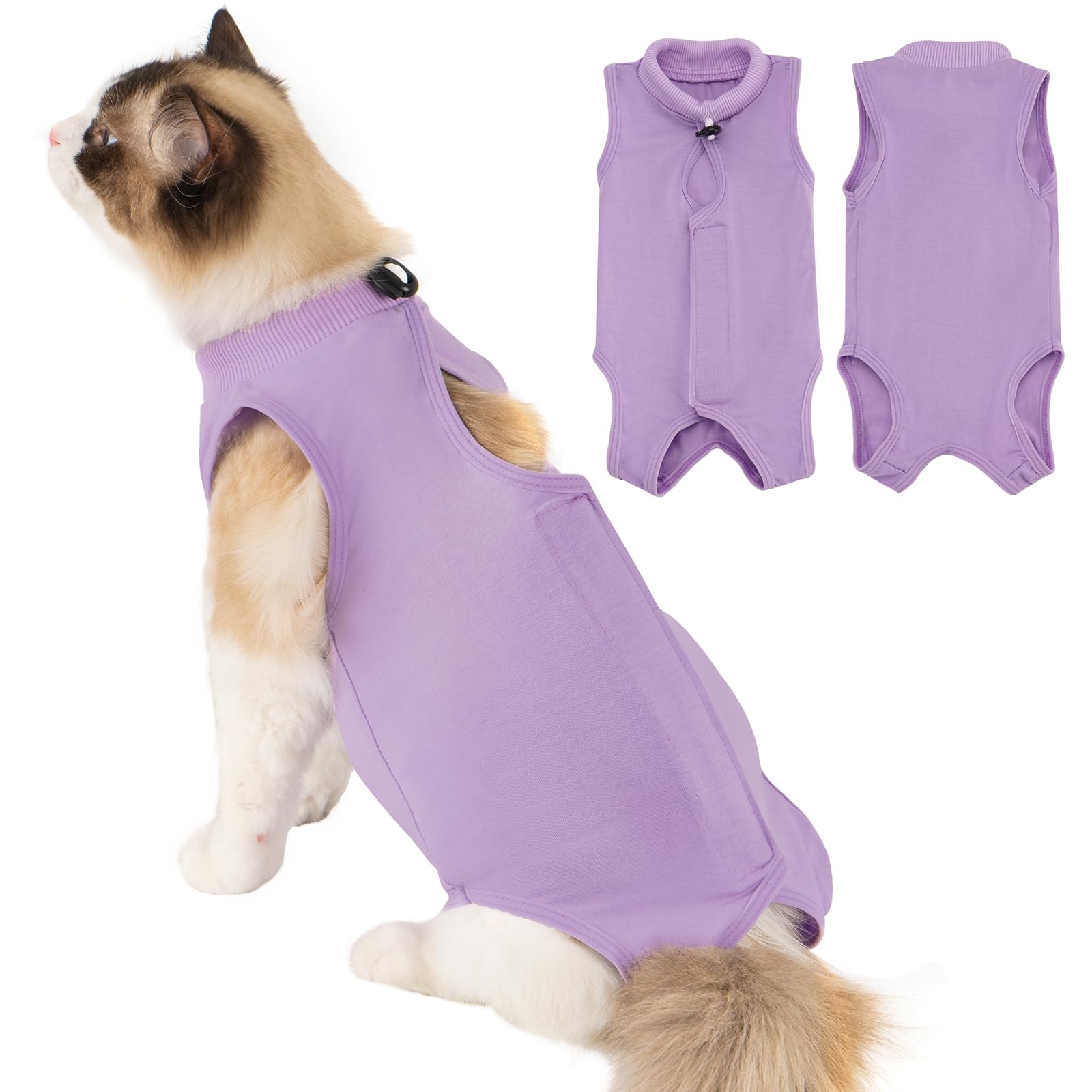 Avont Cat Recovery Suit Post-Surgery Onesie, Breathable Cone-of-Shame Alternative Bodysuit for Spayed Female Kittens, Skin Abdonminal Wound Care -