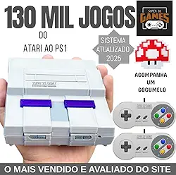 Mini Console Retro Super Nintendo com 130 mil jogos + 2 Controles Super 3D Games
