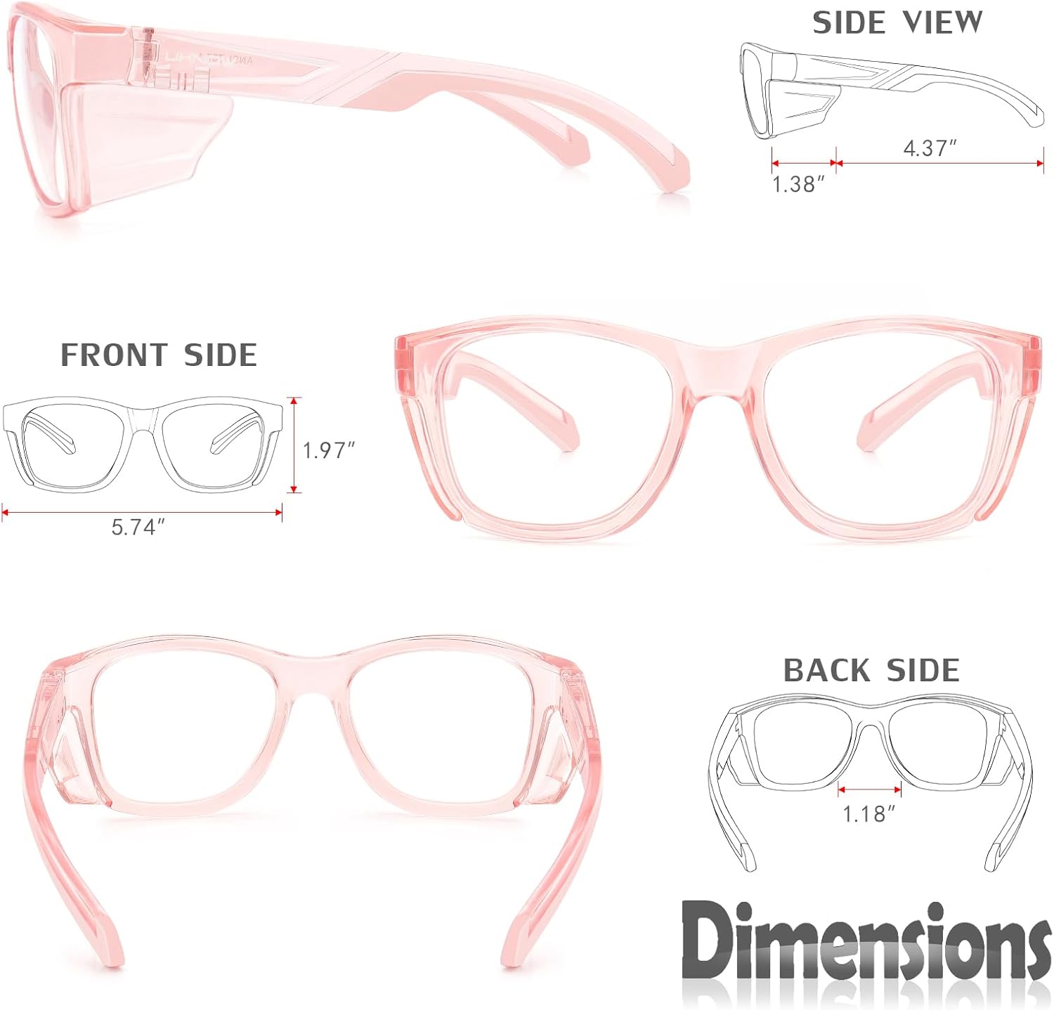 UKNOW Safety Glasses - Anti Fog Lenses - Eye Protection with Side Shields - ANSI Z87.1 Protective Eyewear - UV Protection - Image 6