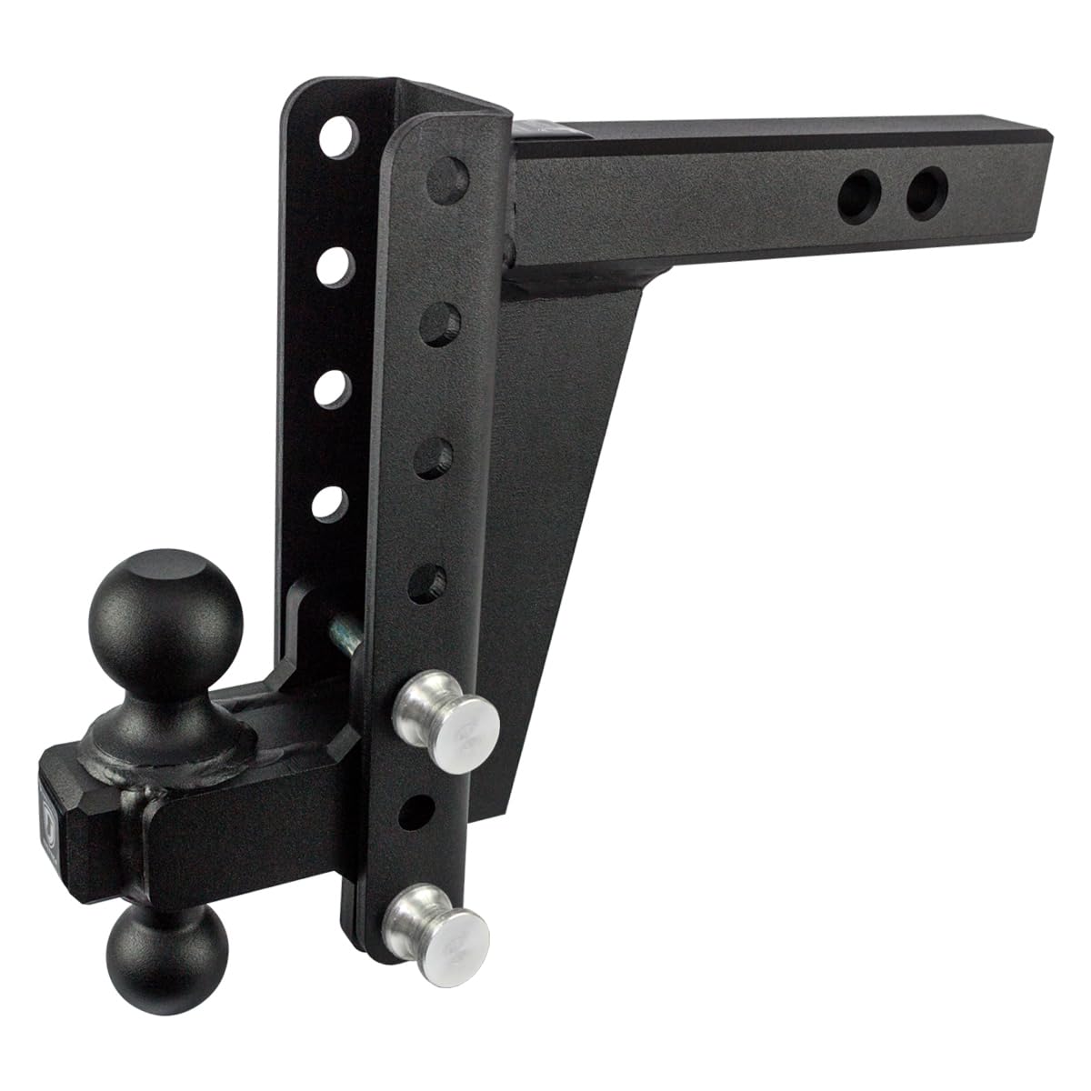 Bulletproof Hitches Regulowany wytrzymały 5 cm (10 kg) 20 cm hak holowniczy z podwójną kulką 5 cm i 2 5/40.6 cm (czarny teksturowany lakier proszkowy, lita stal)