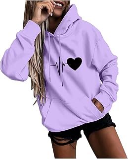 Splrit-MAN Womens Stylish Outdoor Top Blouse Womens Casual Cute Graphic Printed Thermal Pullover Women's Classic Pattern Print Long Sleeve Tops Autumn Round Neck Basic Sweatshirt with Hood