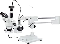 Vista 1 de AmScope SM-4TPZ-FRL-5M Microscopio digital profesional de zoom estéreo trinocular con control de enfoque simultáneo, oculares WH10x, aumento