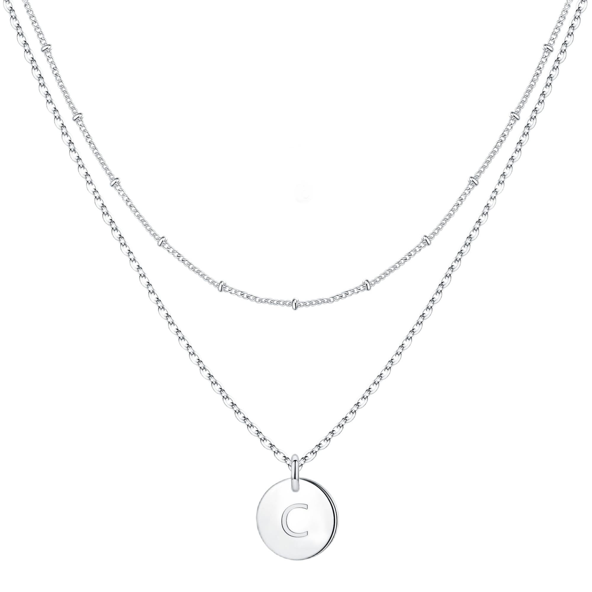 TINGN Buchstaben Kette Damen Mädchen - 14 Karat Vergoldet Ketten Doppelter Seite Gravierter Ketten Damen Buchstaben Kette Layering Halsketten Geschenke für Frauen Teenager Mädchen Schmuck