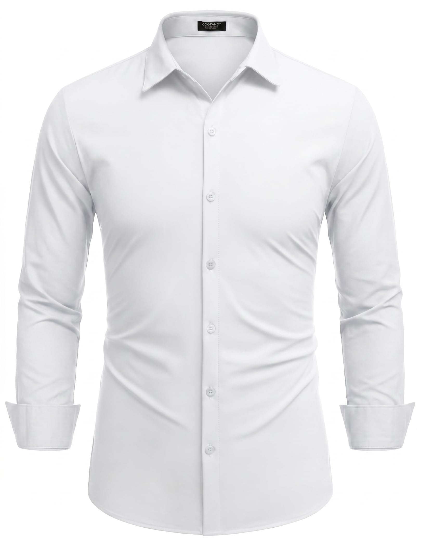COOFANDY Herrenhemd Langarm Stretch Regular Fit Unifarben Bügelleicht Business Freizeit Anzughemd