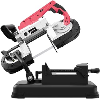 Anbull Portable Metal Band Saw 1100W 10A Motor, 5" Deep Cut, 0-45° Alloy Steel Base, 14 TPI Blade, LED Light
