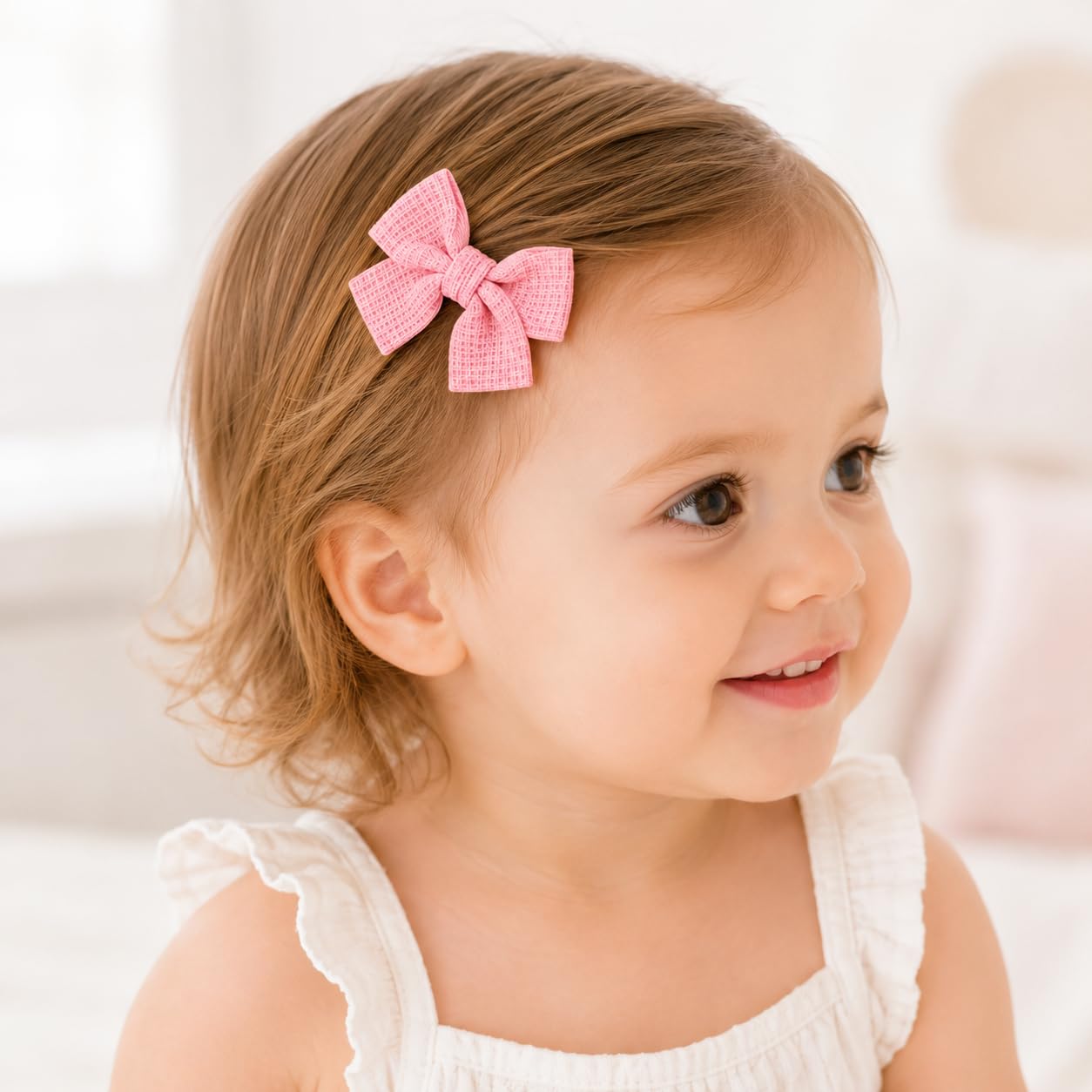 20PCS Baby Hair Bows Clips, 10 Colors in Pairs Tiny 2.1" Waffle Fabric Alligator Hair Clips for Babies Toddlers Little Girls, Mini Boutique Hair Bows for Everyday Hair Accessories Gift