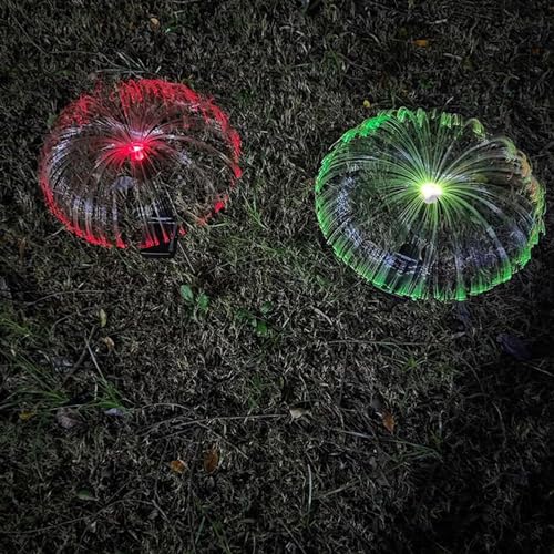 Image of GIGALUMI GL-902 Solar Jellyfish Garden Light 600mAh Battery Fibre Optic Fountain LED IP65 Waterproof Outdoor Lamp with 2V Panel for Backyards Pathways (1Pc, Multicolor)