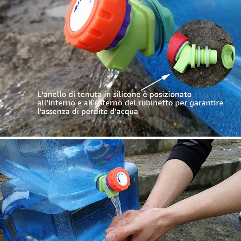 Starnearby Tanica per acqua da 5 l ~ 22 l, tanica per acqua con rubinetto, serbatoio per acqua potabile, contenitore per acqua, tanica per acqua senza BPA, per esterni, campeggio, stoccaggio per bere