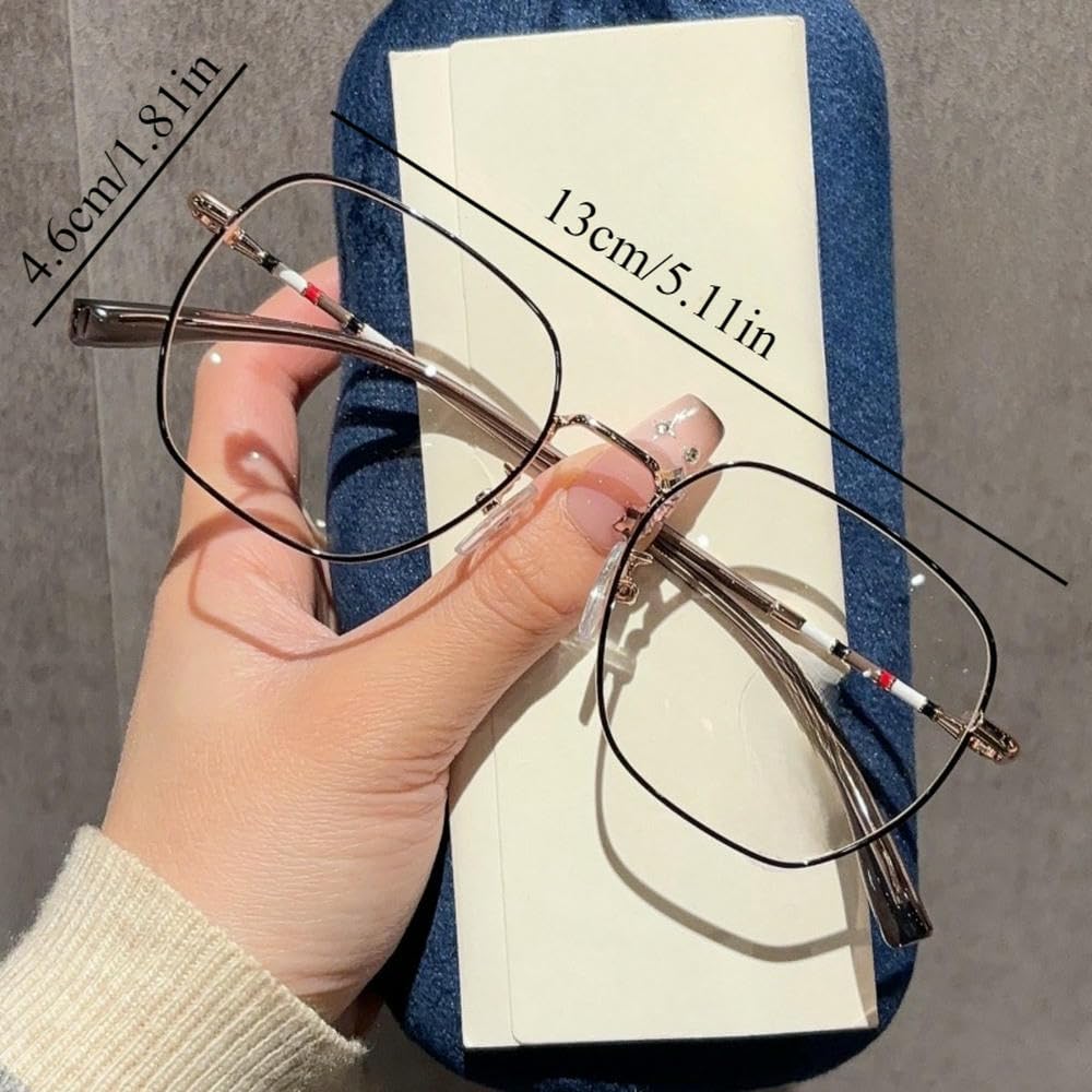 ZBDZSW Duże kwadratowe okulary przeciw niebieskiemu światłu - Elegancka metalowa oprawka, soczewki PC, minimalistyczny design do codziennego noszenia i na imprezy