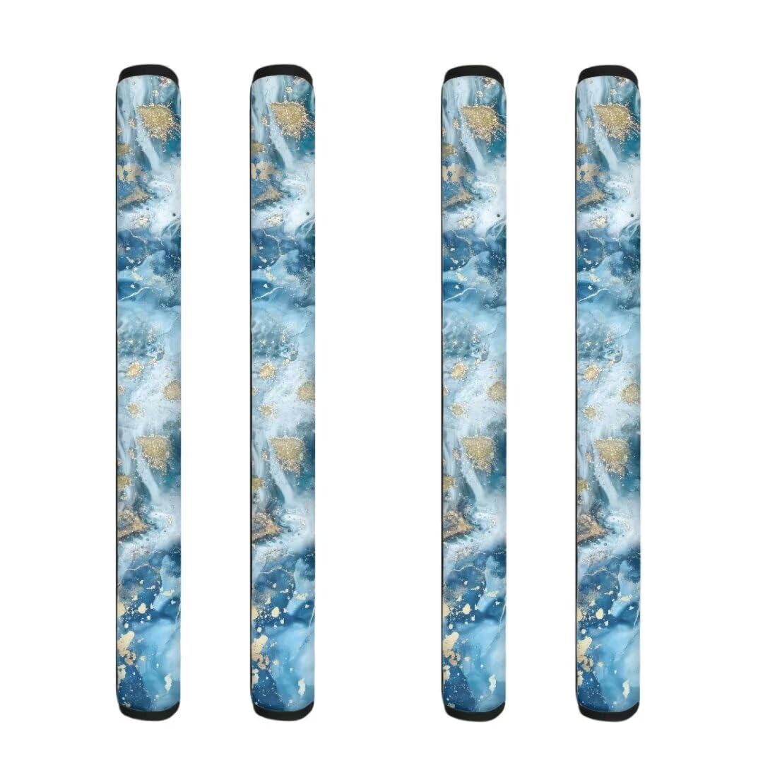 Refrigerator Door Handle Covers 4 PCS, Anti-Skid Washable Protector for Fridge Oven Dishwasher Keep Off Fingerprints Liquid Oil Stain Food Spot Indoor Home Decor, Blue Gold Marble