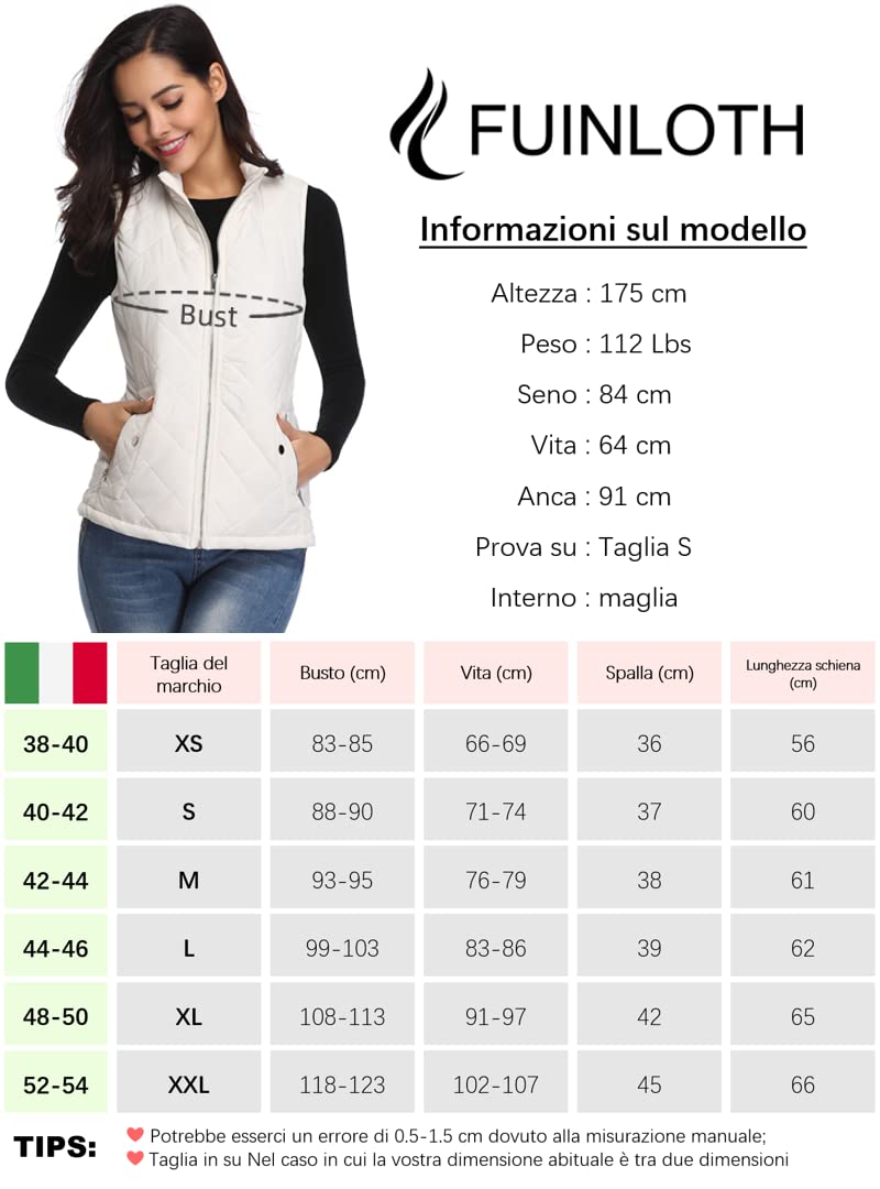 fuinloth Gilet Donna Smanicato Invernale Panciotto Dritto Collarei Giacche Ultraleggeri Senza Maniche Giacca con Tasca con Cerniera