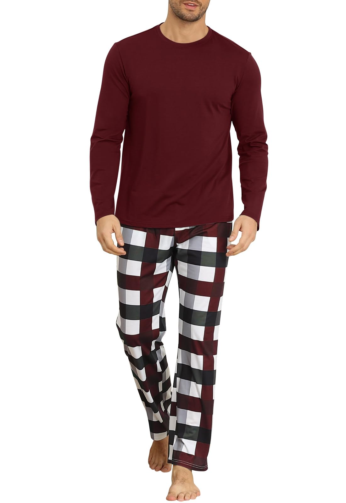 KUYIGO Mens Pajamas Set Long Sleeve 2 Piece Cosy Sleepwear Loungewear Relaxed Fit Nightwea...