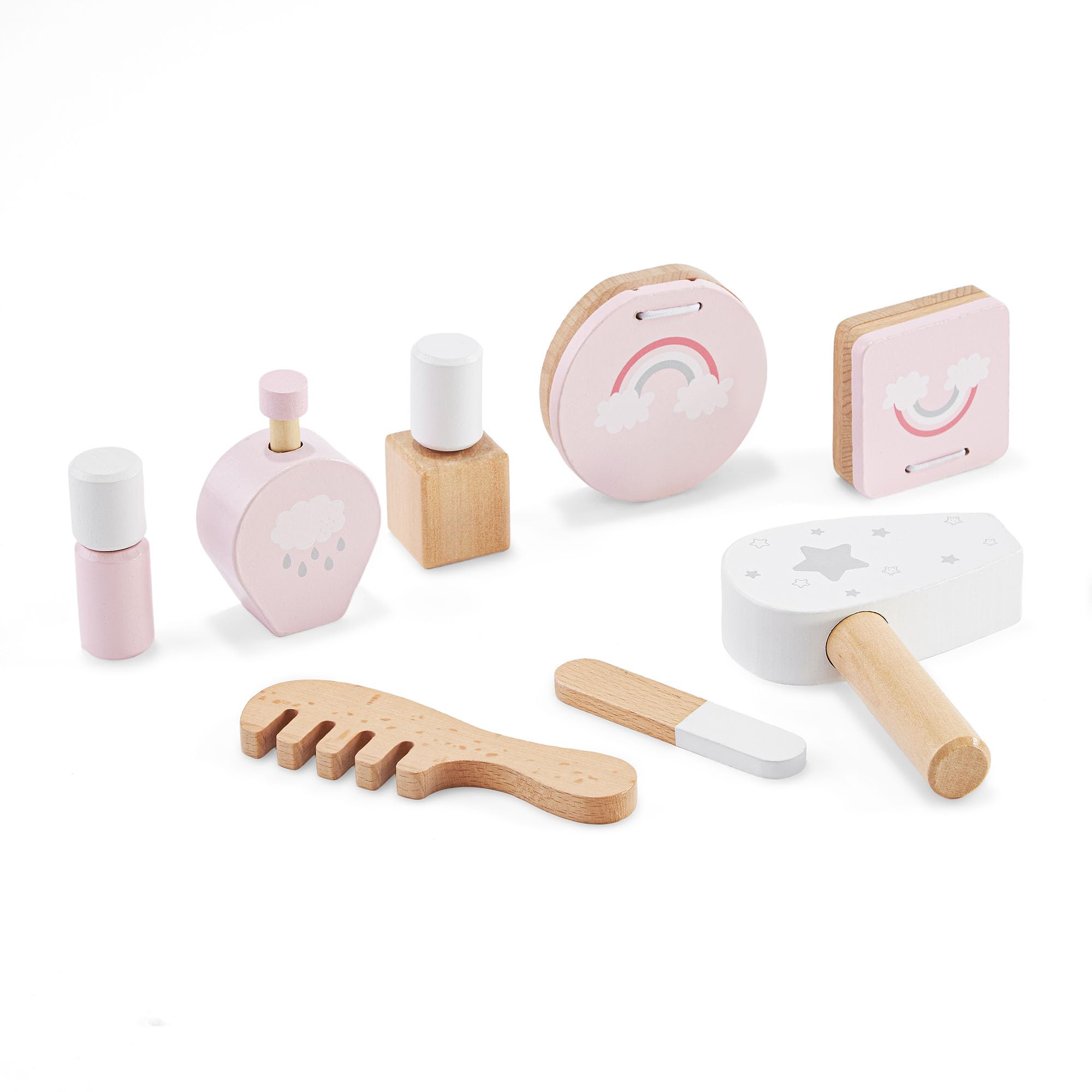 mamabrum Toeletta In Legno Per Bambini Con Specchio LED, Luce Regolabile, Sgabello E Accessori – Arredo Educativo E Creativo Ideale Per La Cameretta E Il Gioco Di Ruolo