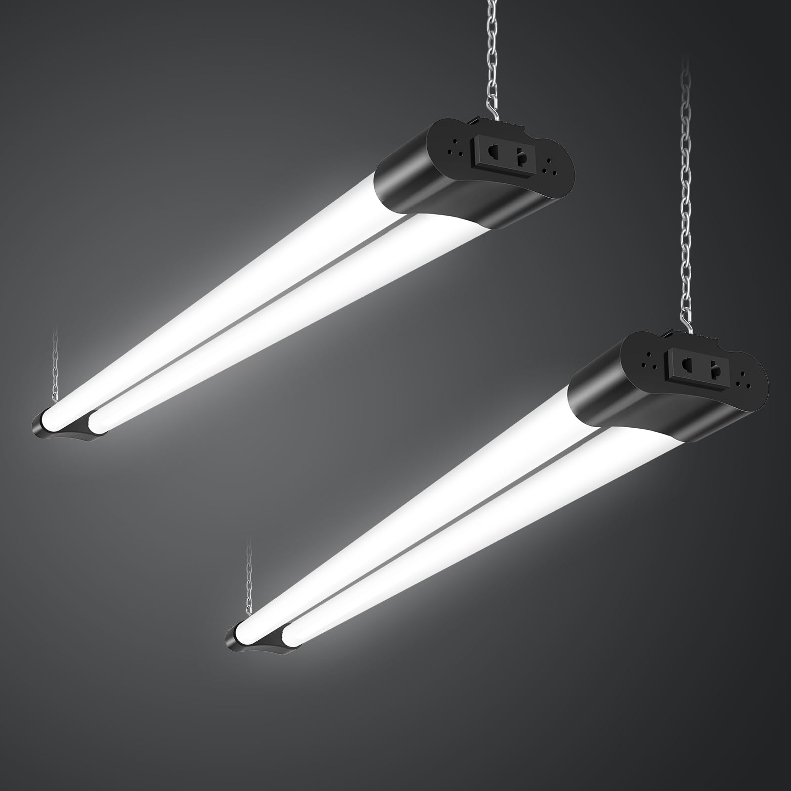 Sararoom Tubo Neon LED 115CM 40W Plafoniera Led Soffitto, 4400LM T8 Barra Led 6500K Bianca Fredda Collegabili Tubolare Sottopensile Luce con Spina, IP20 Lampada per Garage Officina Ufficio Cucina,2Pc