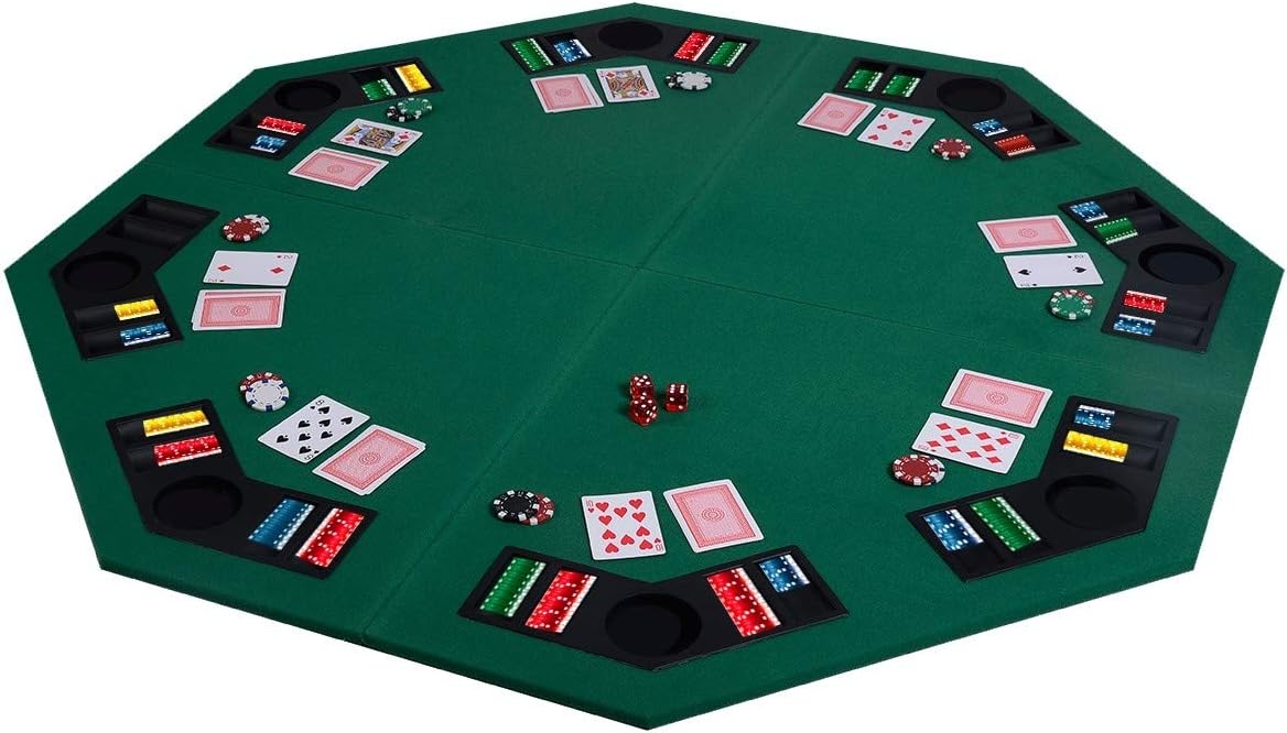 8 Players Poker Table Top Home Use, 48 inches Octagon Fourfold Texas Card Game Table Top, Indoor Hobby Reunion Game Equipment, Entertainment Room Game Domino Game Bench Top