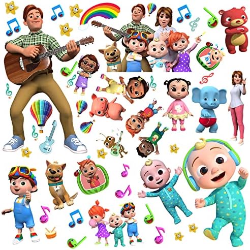 Cartoon Wall Decals Waterproof Peel and Stick Wall Decoration Stickers for Boys Girls Bedroom Bathroom Living Room Kitchen Nursery Playroom Decor