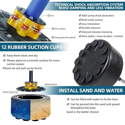 ZERRO Saco de Boxeo de pie Independiente Fitness con Sólido Punching Ball, con 12 ventosas silenciosas Base,Altura Ajustable - imagen 4