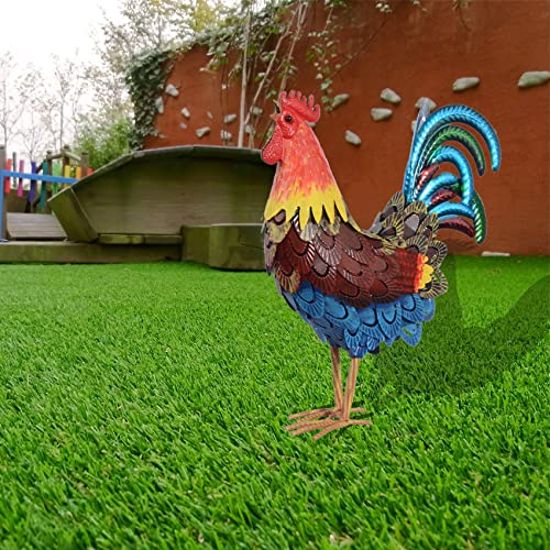 Sunreek Rooster Garden Statues Decor, Outdoor Metal Chicken Sculpture Yard Art For Farm Patio Lawn Back Yard Home Decorations (Red) #TOP4